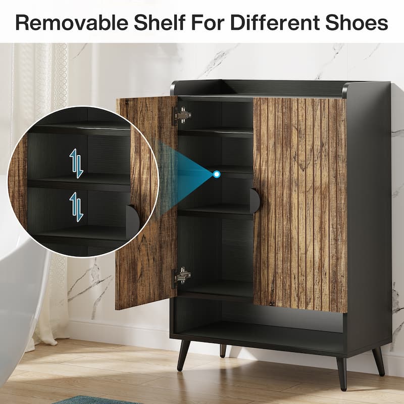 7-tier Shoe Storage Cabinet with Doors, Shoe Organizer Rack for Entryway, Bedroom, Living Room