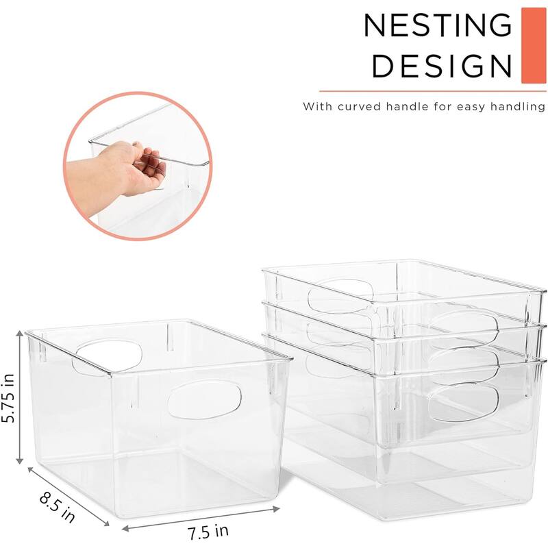 Sorbus Plastic Storage Bins Clear Pantry Organizer Box Bin Containers