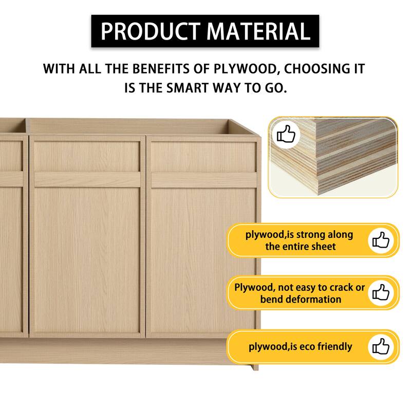Contemporary Bathroom Vanity Cabinet with Soft-Close Hinges, Scratch-Resistant Melamine Finish, Adjustable Shelf