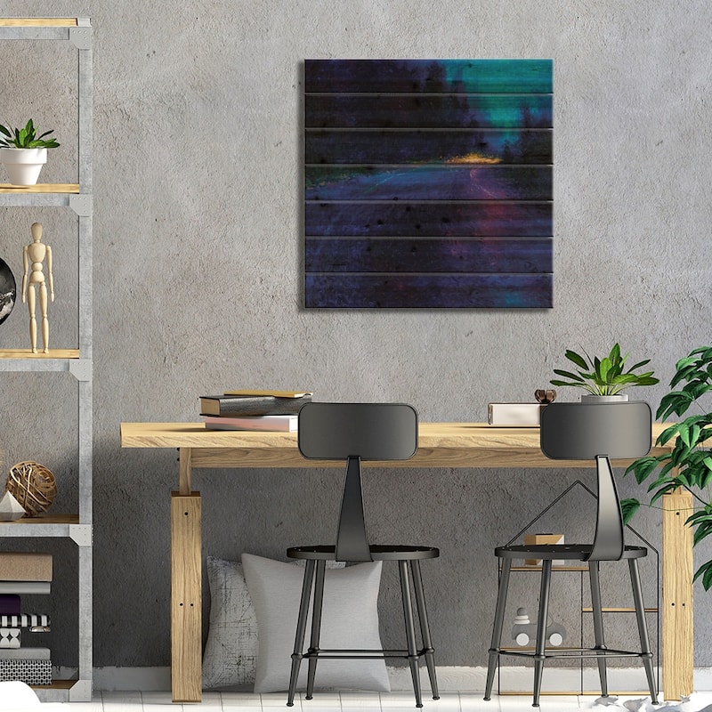 Cobalt Blue Drive Print On Wood by Iris Scott - Multi-Color