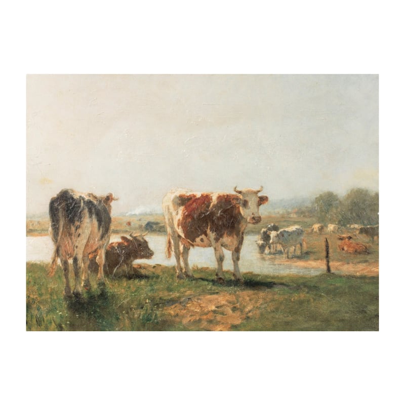 Cattle Landscape Rectangular Wall Art - 11.5"