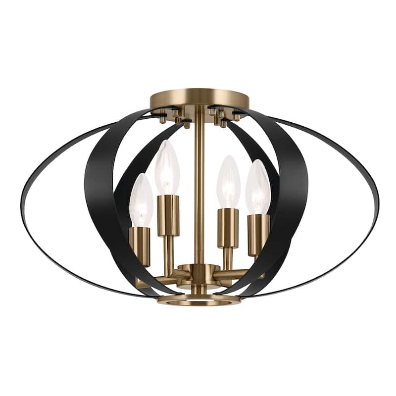 Kichler Lighting Cecil 17.75 in. 4-Light Champagne Bronze and Black Oval Flush Mount Light