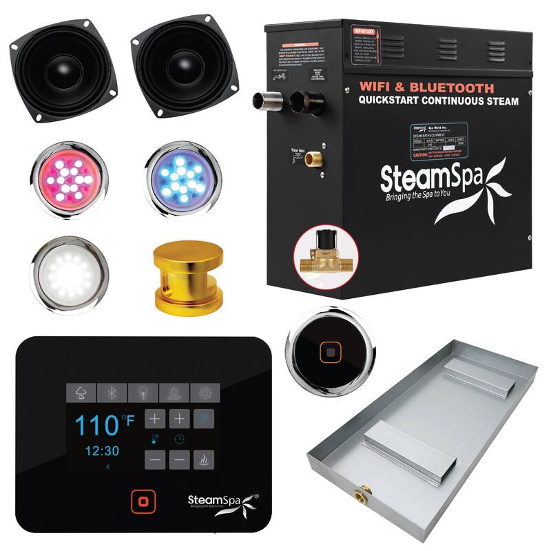 SteamSpa Black Series Bluetooth 4.5kW QuickStart Steam Bath Generator - Gold