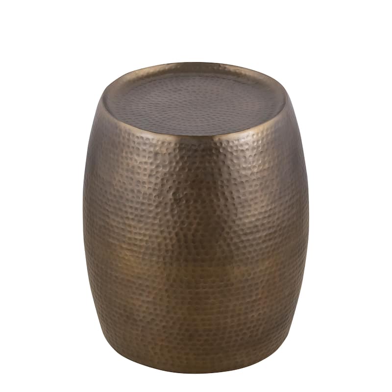 ET501 Modern Contemporary Aluminum material 21" Height End Table, Side Table with Glossy Hand Hammered Design Antique