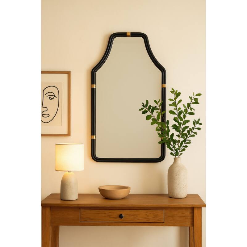 Varaluz Federal Case Wall Mirror - Matte Black/French Gold