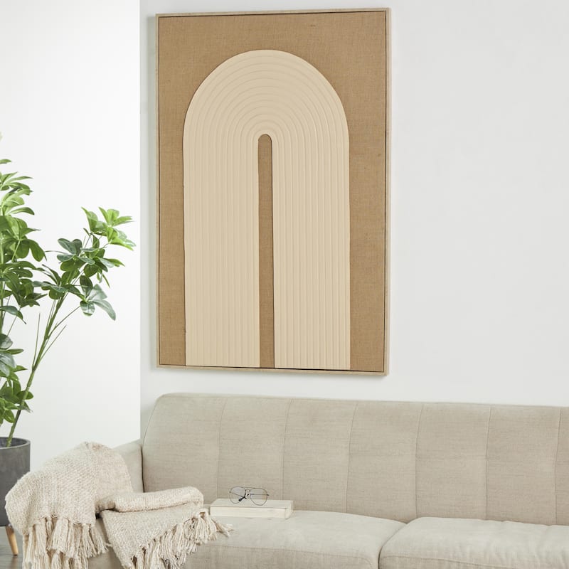 Polyester Geometric Living Room Wall Decor with Tan Layered Arch - Brown - Roche River Decor