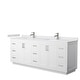 preview thumbnail 103 of 114, Miranda Double Vanity Set, Cultured Marble Top, No Mirror 84-Inch Double - White, Nickel Trim, White Cultured Marble Top