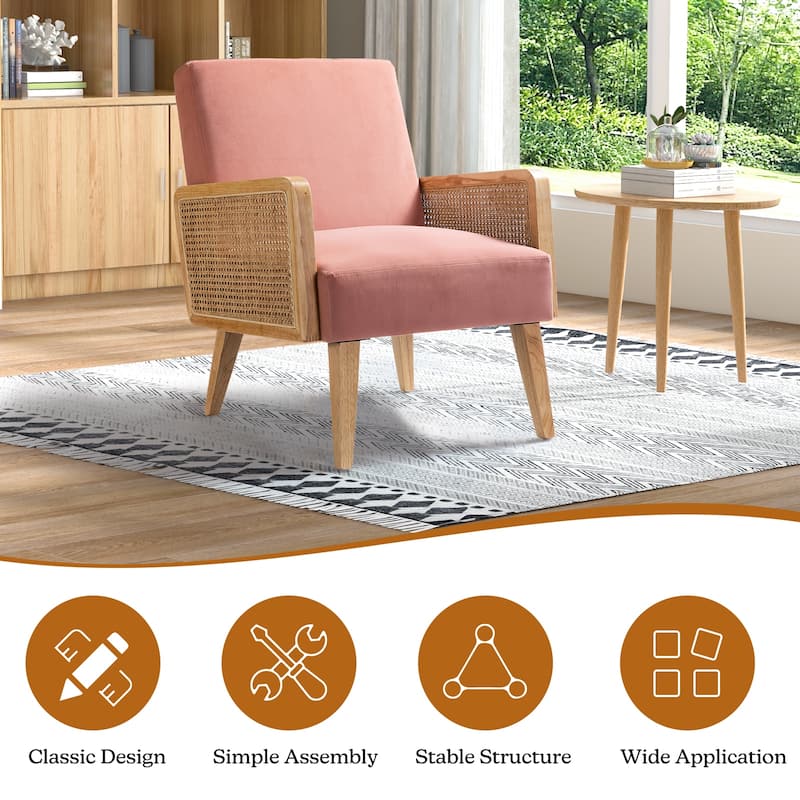 Carmina Upholstered Accent Chair with Natural Rattan Arms by HULALA HOME