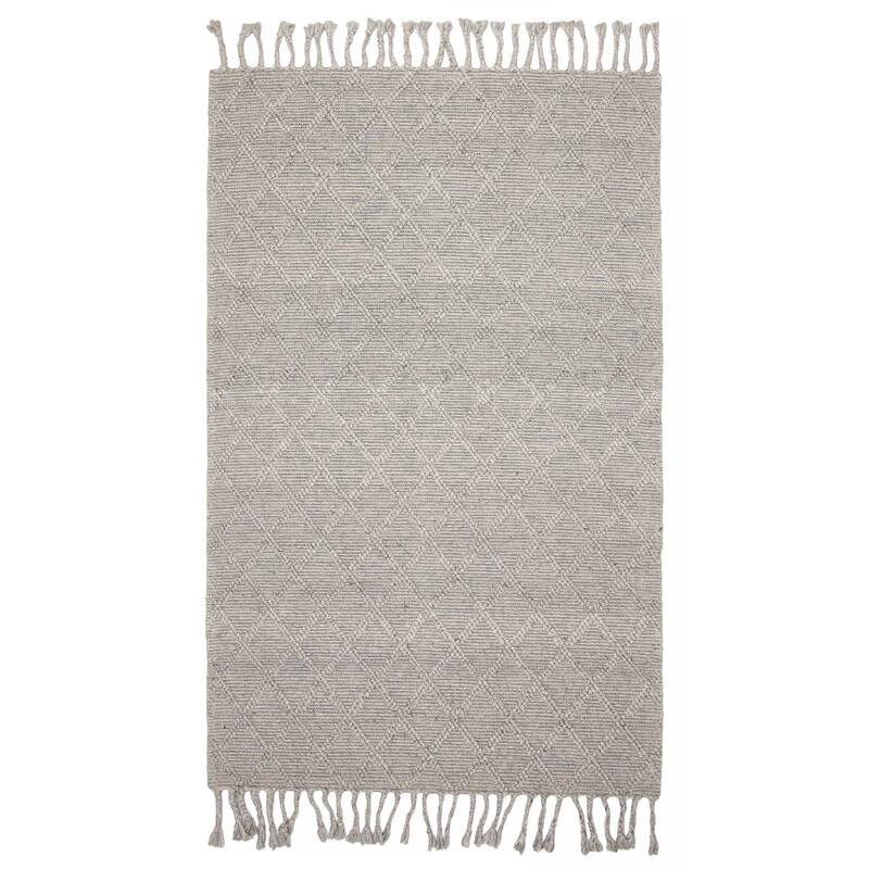 ECARPETGALLERY Braid weave Sienna Grey Wool Rug - 5'1 x 8'3 - Grey - 5'1 x 8'3