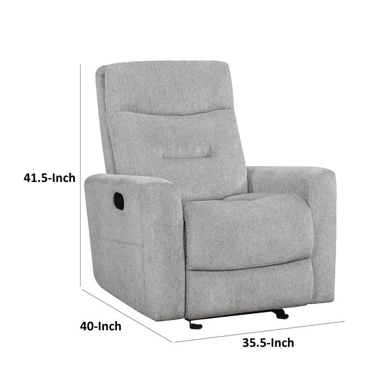 Lyns Manual Glider Recliner Armchair, Soft Gray Chenille, Solid Wood