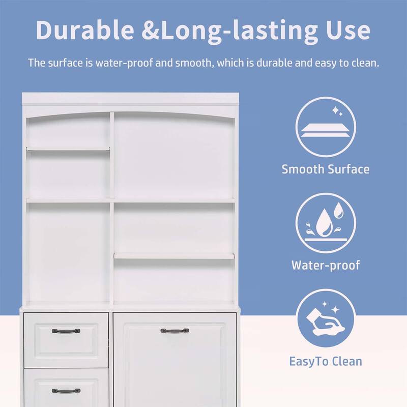 Bathroom Storage Cabinet with Tilt-Out Hamper,Drawers,Adjustable Shelves
