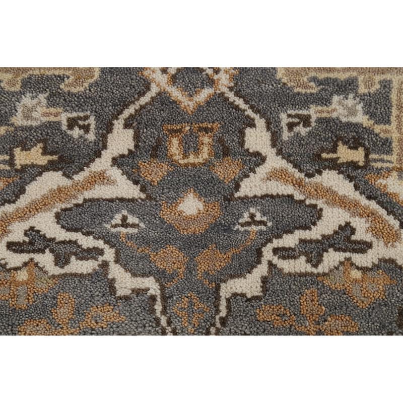 All-Over Gray Oushak Oriental Runner Rug Hand-Knotted Wool Carpet - 2'7"x 11'2"