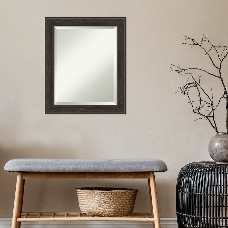 Beveled Bathroom Wall Mirror - Shipwreck Greywash Narrow Frame
