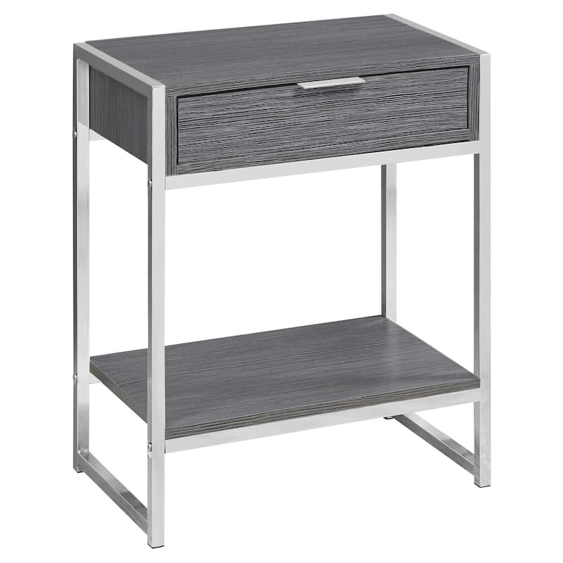 Modern 24" Bedside Table with Drawer and Shelf Rectangular Wood Top and Metal Frame Accent Table - 19.5”L x 12.75”W x 23.75”H