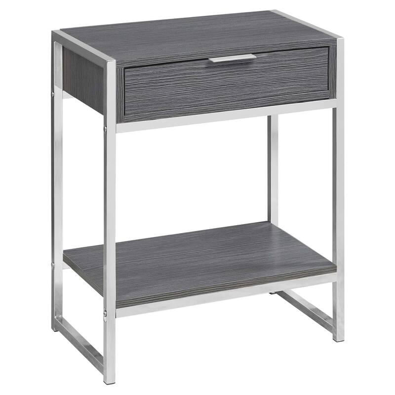 Modern 24" Bedside Table with Drawer and Shelf Rectangular Wood Top and Metal Frame Accent Table - 19.5”L x 12.75”W x 23.75”H