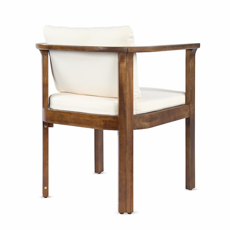 Christopher Knight Home - 5-Piece Outdoor Acacia Wood Dining Set with Curved Arm Chairs & Slat Round Table