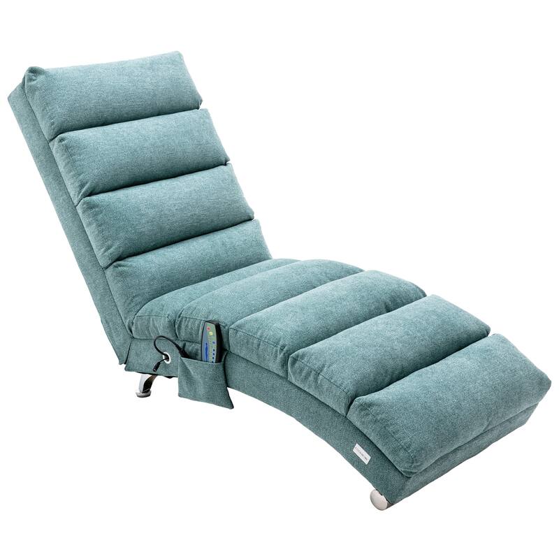 Luxury Upholstered Chaise Lounge Chair with Vibration for Relaxation, Fixed Back Fabric Leisure Recliner Sofa