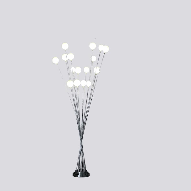 Metal Multi Arm Floor Lamp with 16 LED Frosted Shades Inline Switch - 18” x 18” x 61.5” (D x W x H)