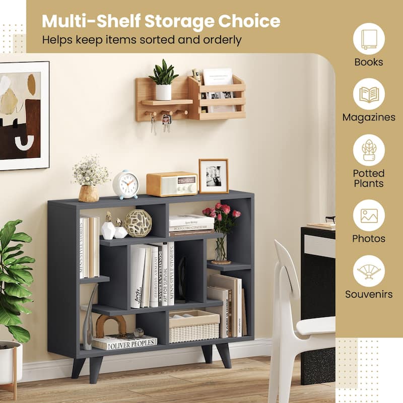 Gymax Bookshelf Geometric Bookcase w/ Anti-Tipping Kit Storage