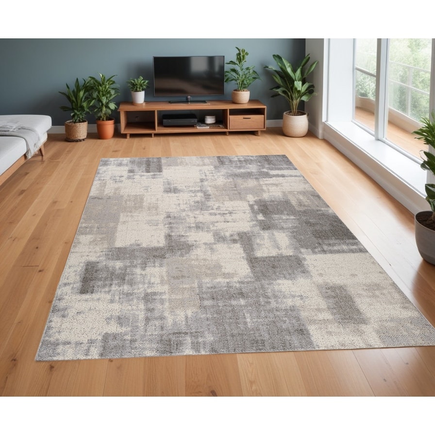 Bifo Distressed Abstract Modern Stain Resistant Woven Area Rug By HomeRoots