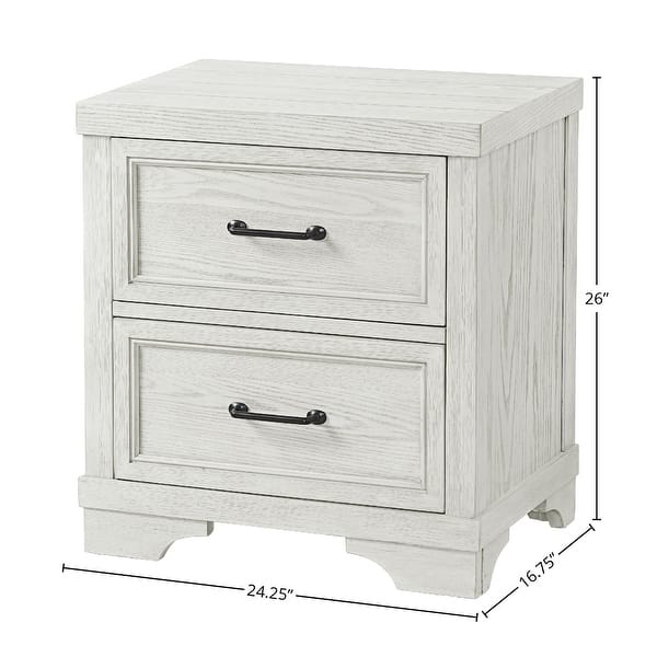 Foundry 2-Drawer Traditional Wood Nightstand, White Dove