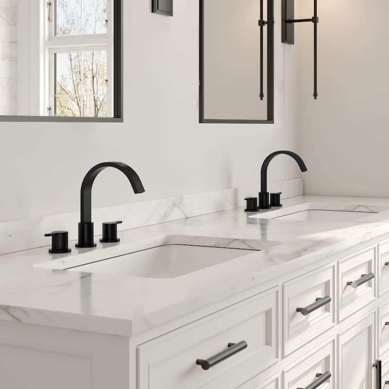 3-hole installation widespread bathroom faucet with dual lever handles