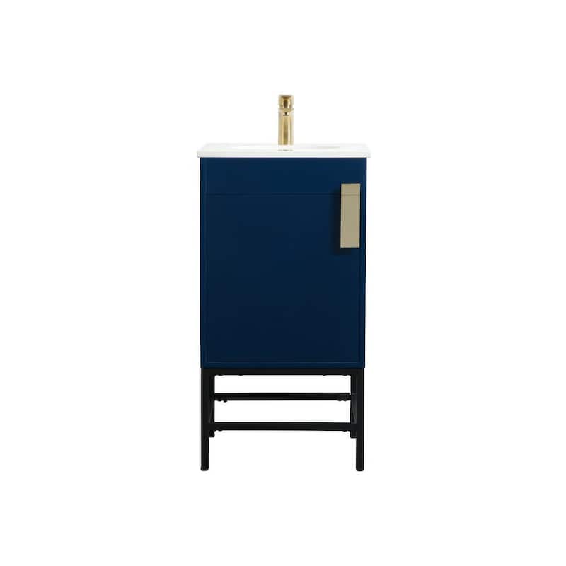 Elegant Lighting VF48818M Eugene 18" Free Standing Single Basin Vanity - Blue - Painted