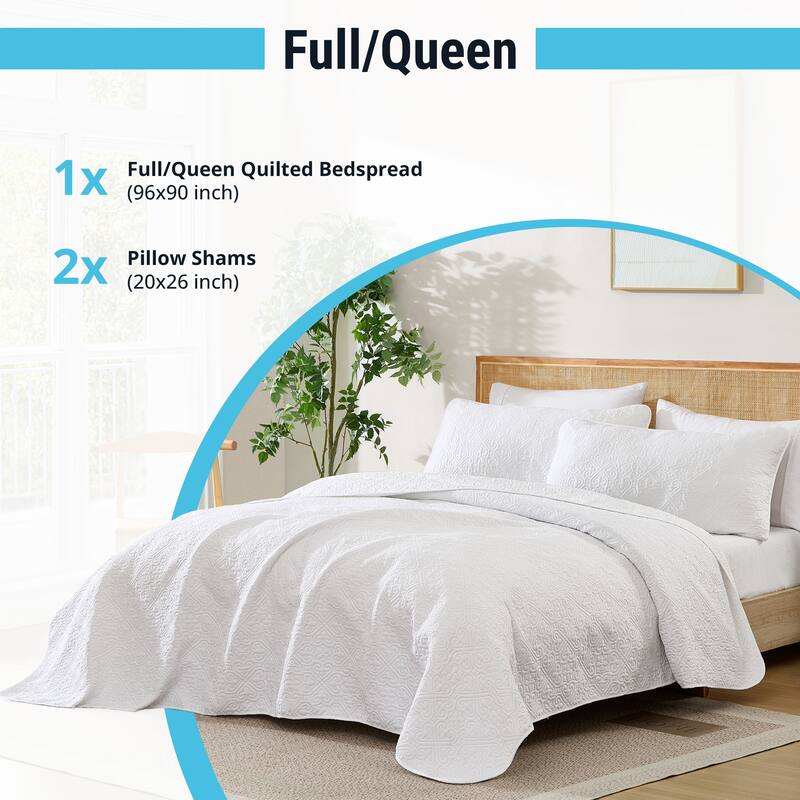 HLC.ME Lorenzo - 3 Piece Size Quilt Set, Lightweight Bedspread Coverlet Set.