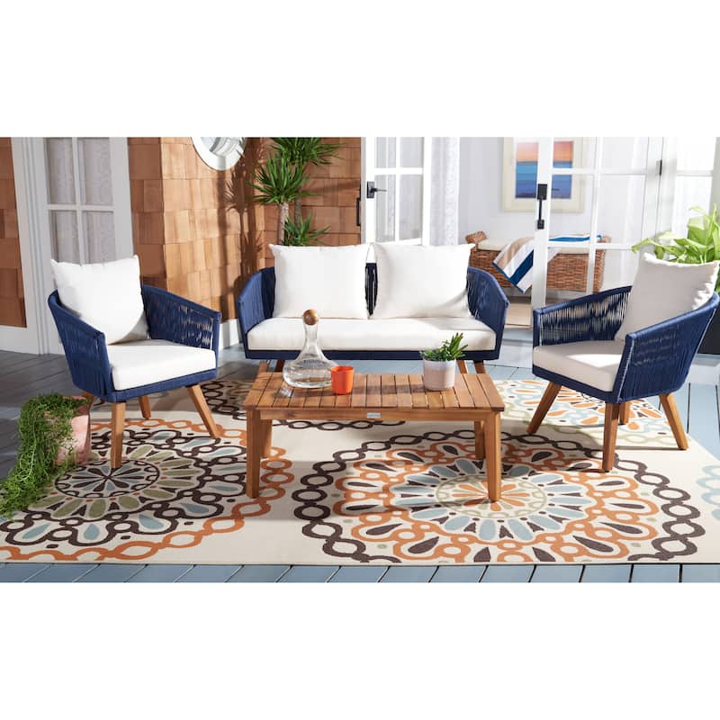 SAFAVIEH Outdoor Erinka 4-Piece Living Set - 55W x 30D x 28H