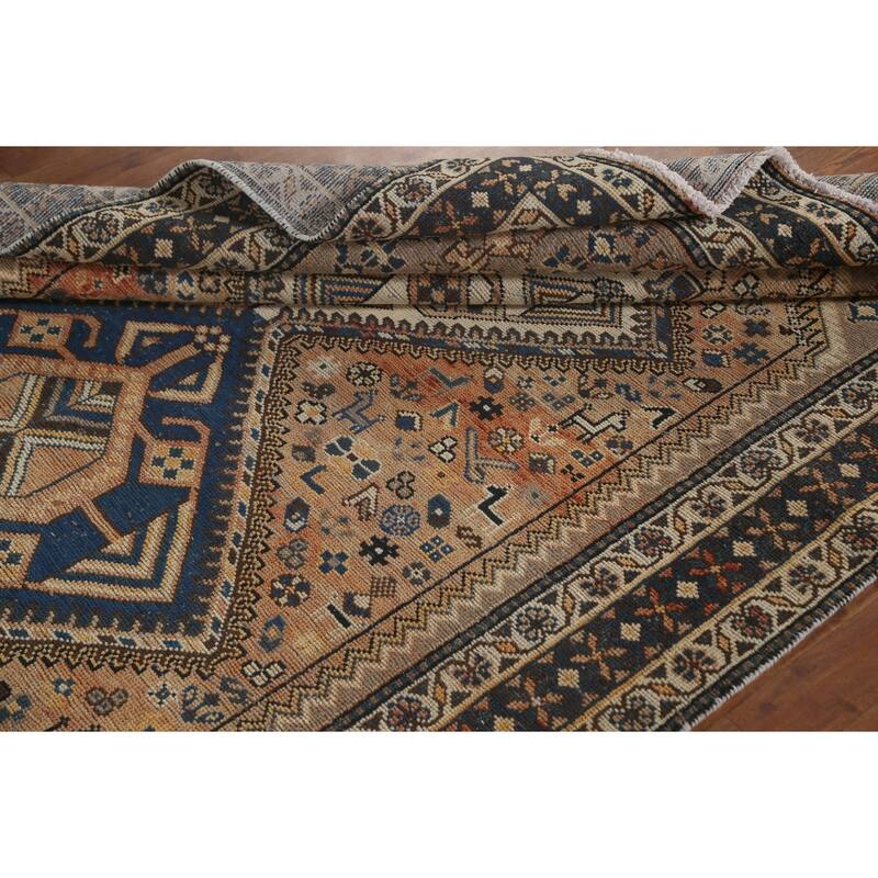 Tribal Animals Bakhtiari Persian Vintage Rug Hand-Knotted Wool Carpet - 5'5" x 9'11"