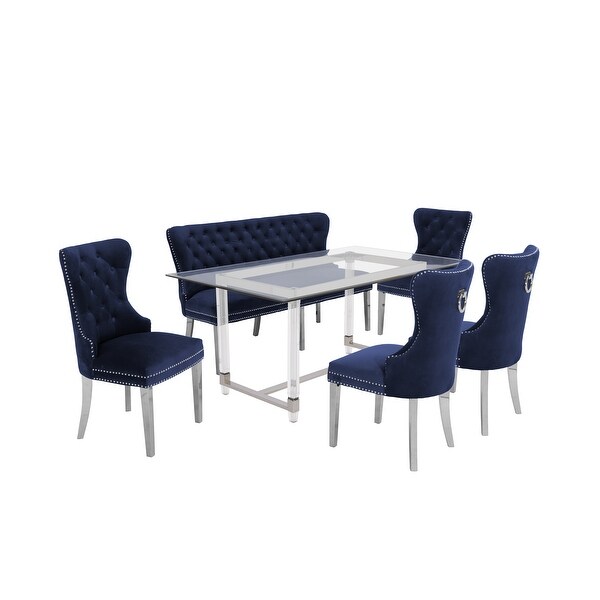 Best Quality Furniture 6-Piece Dining Set with Nail-head Trim and