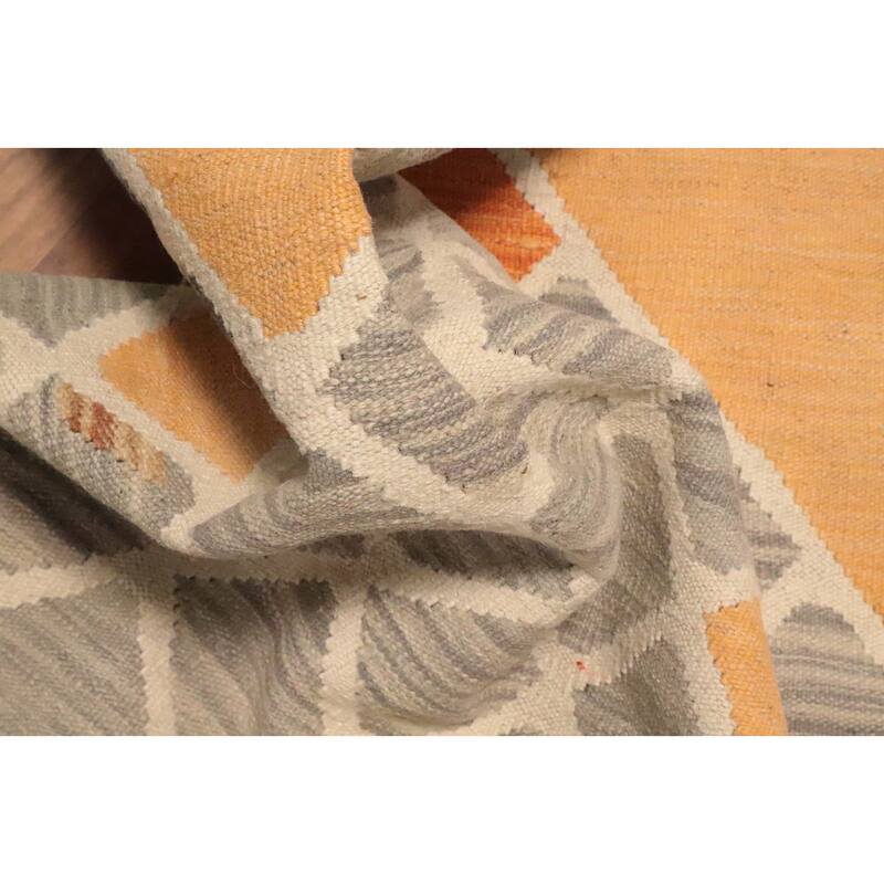 Hand Woven Oriental 100% Wool Carpet Southwestern Tribal Greys & Charcoal Kilim Area Rug - 4' 10'' X 3' 3''