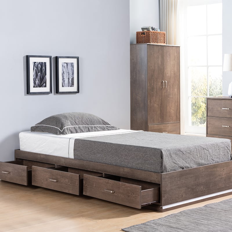 DH BASIC Contemporary 3-Drawer Storage Platform Bed by Denhour