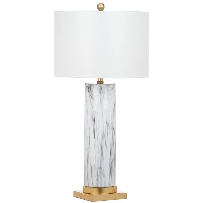 SAFAVIEH Lighting 31.25-inch Sonia Marble Black/ White Table Lamp (Set of 2) - 15"x15"x31.25"