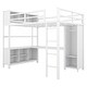 preview thumbnail 3 of 8, Full Size Metal Loft Bed Frame with Wardrobe & L-shaped Desk, Heavy Duty Storage Solution for Kids, Teens & Adults, White