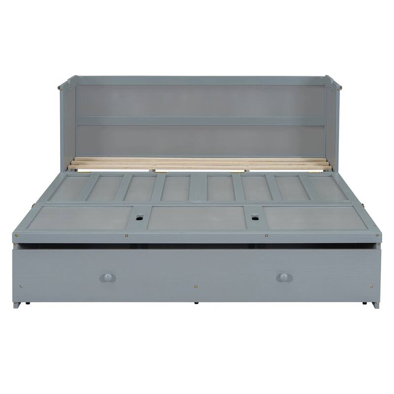 Murphy Bed Cabinet Wall Bed with Drawers and USB Port