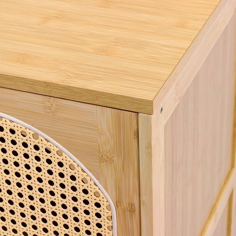 Rattan Buffet Cabinet with Storage Table Accent Sideboard with Doors - 29.5x15.3x32.2 inch