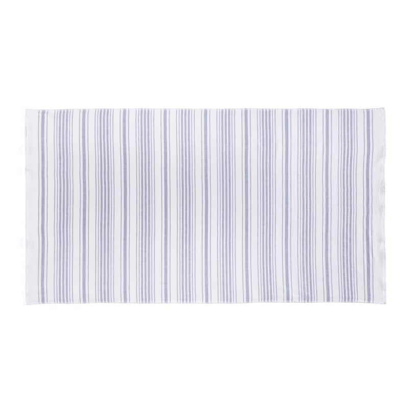 Stripe Gauze Hand Towel - White/Navy