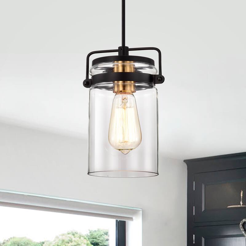 1-light Textured Black Hanging Pendant
