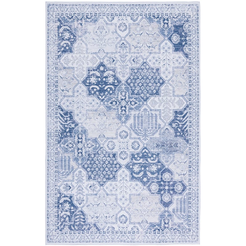 SAFAVIEH Tucson Machine Washable Slip Resistant Biruta Rug - 4' x 6' - Grey/Navy