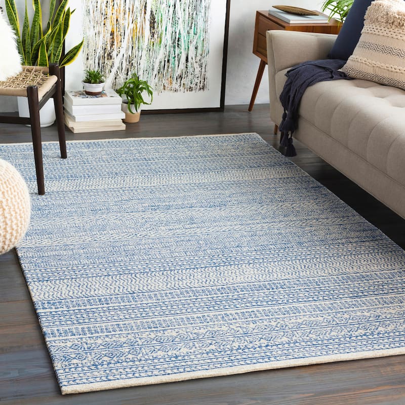 Livabliss Aleah Handmade Wool Moroccan Area Rug - Denim - 8' x 10' Oval