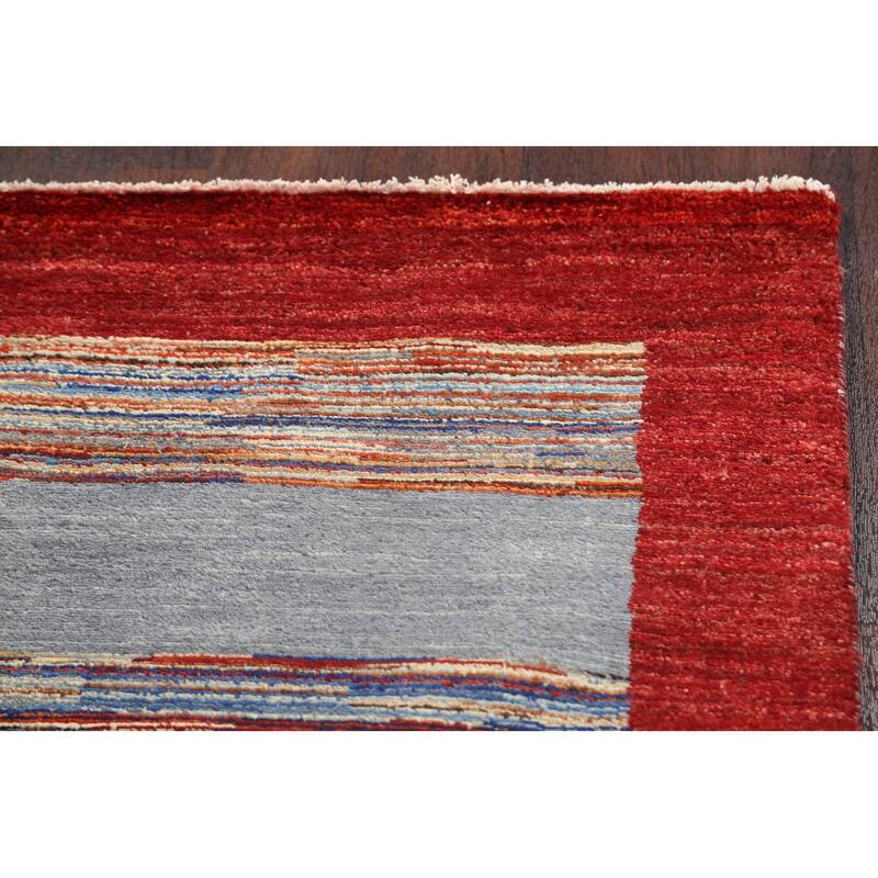 Striped Gabbeh Kashkoli Oriental Runner Rug Hand-knotted Wool Carpet - 2'9" x 10'4"