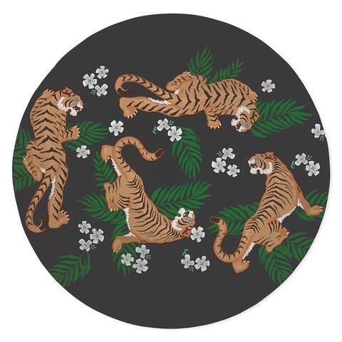 TIGER FLORAL CHARCOAL Area Rug By Kavka Designs