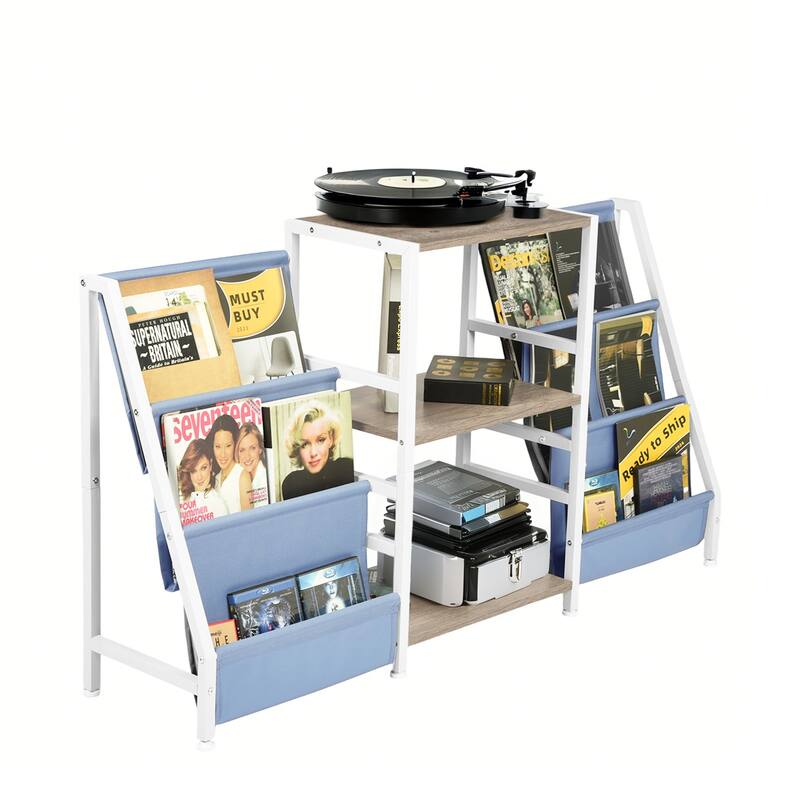Homy Casa Kids Book Display Shelf with 3 Tiers & Fabric Pockets