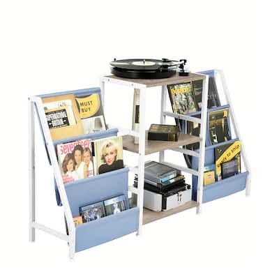 Homy Casa Kids Book Display Shelf with 3 Tiers & Fabric Pockets