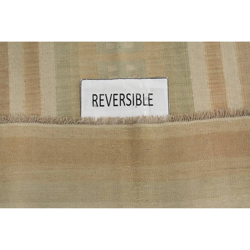 Hand Woven Oriental 100% Wool Carpet Southwestern Modern Beige & Ivories Kilim Area Rug - 5' 9'' X 4' 2''