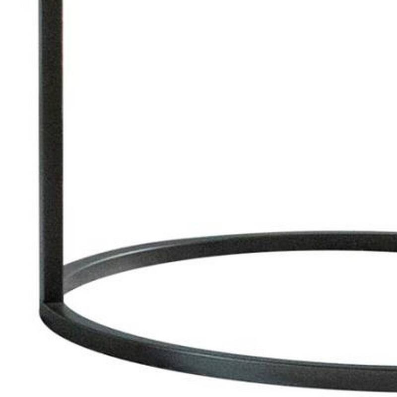 23.12 in. Black Round Faux Marble End Table, Sturdy Build End Side Table for Living Rooms