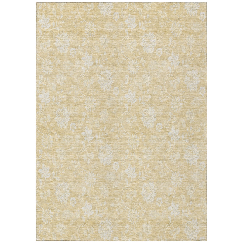 Machine Washable Indoor/ Outdoor Chantille Casual Floral Farmhouse Rug