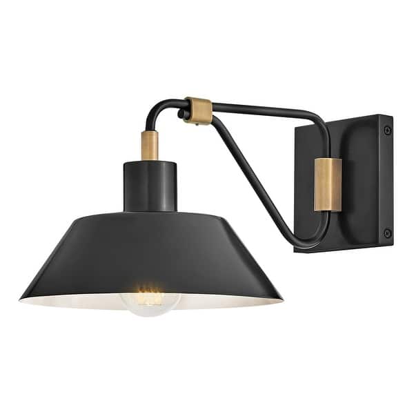 slide 2 of 4, Hinkley Lighting 28820 Brewster 8" Tall Wall Sconce Black / Heritage Brass