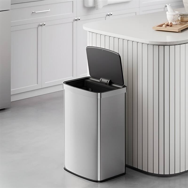Plastic Steel 13-Gallon Motion Sensor Lid Kitchen Trash Can